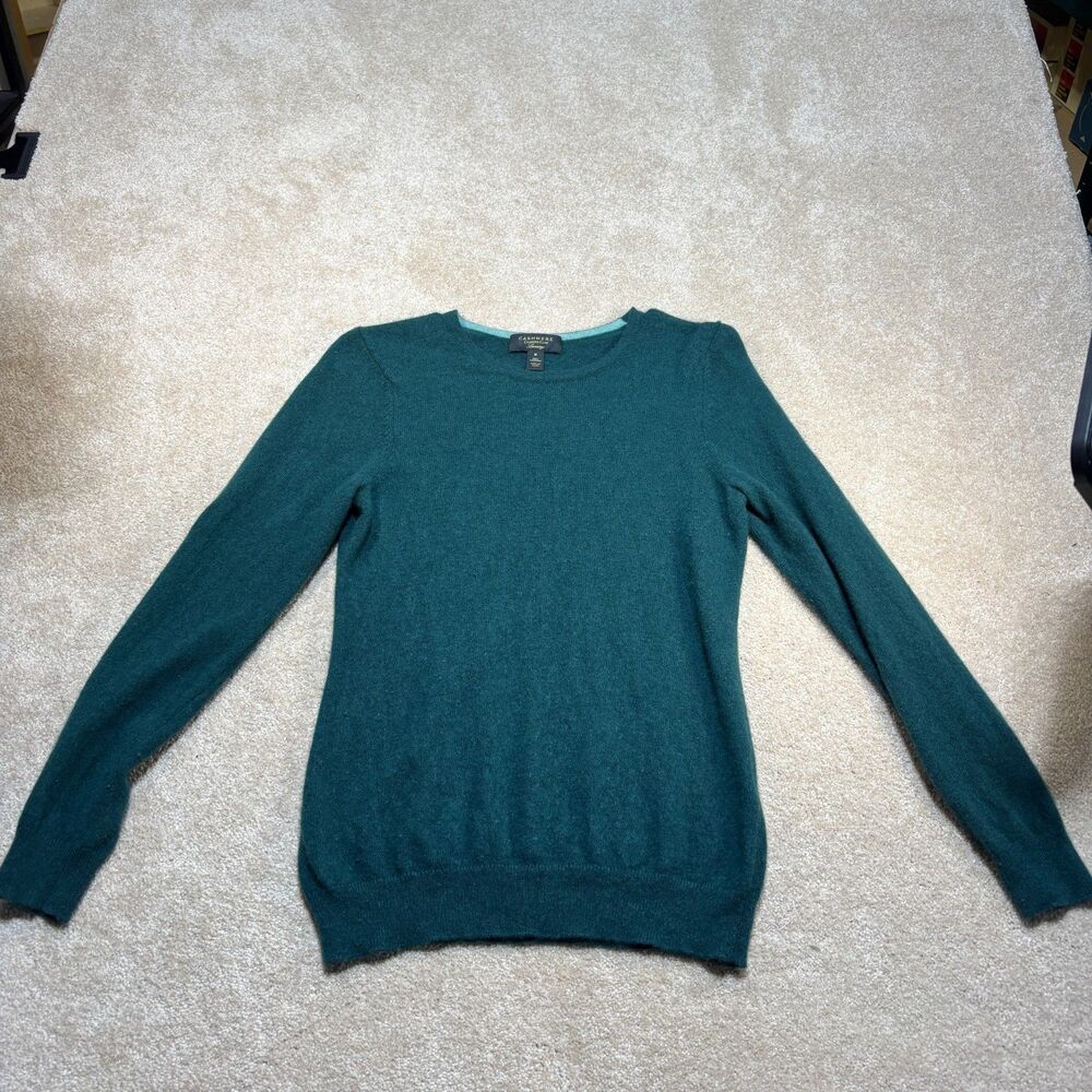 Charter Club 100% Cashmere Lightweight Crewneck Pullover Deep Teal Sweater  M